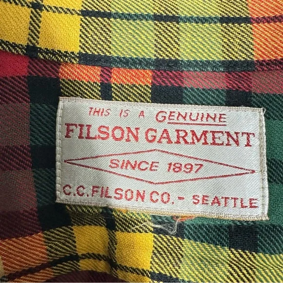 FILSON Colorful Plaid Long Sleeve Button Down Men's Shirt Size Large - Picture 2 of 5